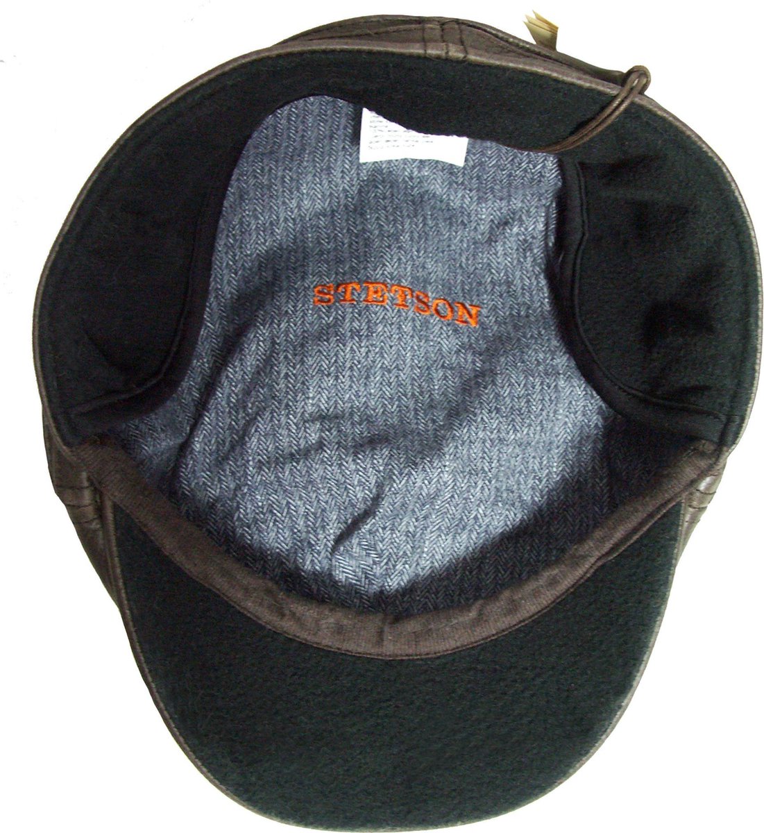 Stetson - platte pet - pet met oorflappen - leren flatcap met oorwarmers - bruin
