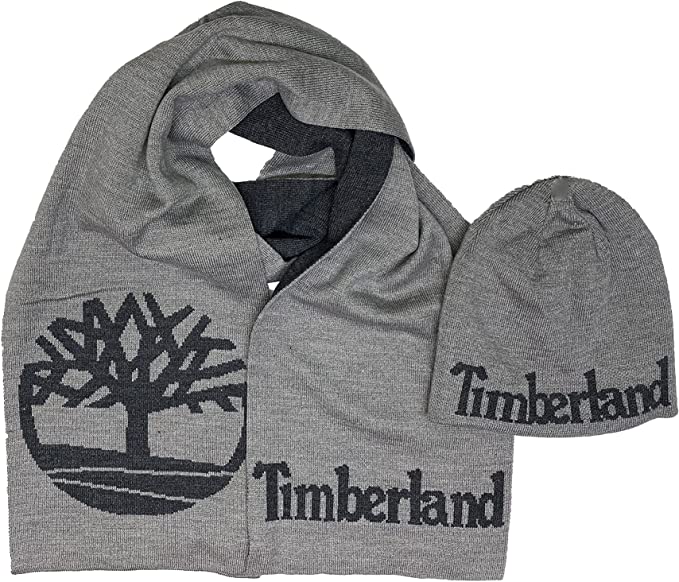 Timberland - muts - beanie - jacquard scarf and reversible - grijs