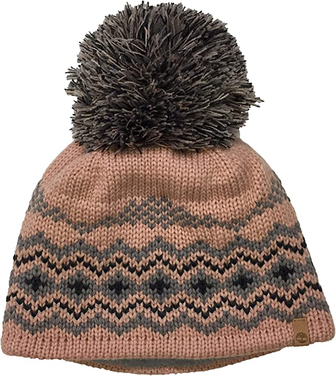 Timberland - muts - beanie - pom pomf fair isle - roze 